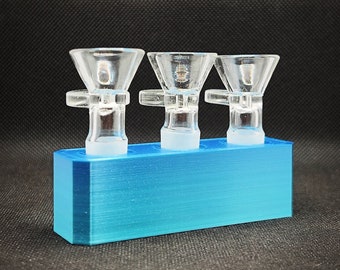 Wide Edition 14mm Male Glass Slide Holder Three Spaces