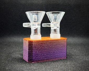 Wide Edition 14mm Male Glass Slide Holder Two Spaces