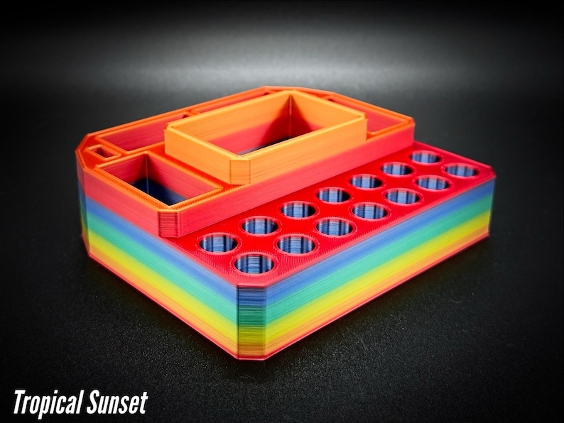 510 Cartridge Holder with 14 Spaces and Segmented Storage for Yocan Uni/Ccell Palm/Dart/Pax Era Tropical Sunset