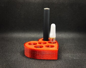 Valentines Day Themed Heart Shaped 510 Cartridge and Battery Pen Holder Six Spaces