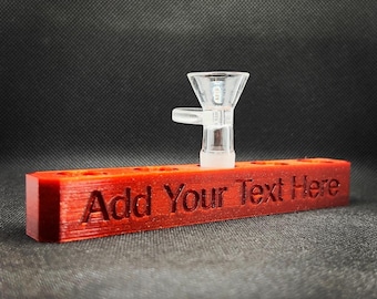 Custom Text 14mm Male Glass Slide Holder Five Spaces