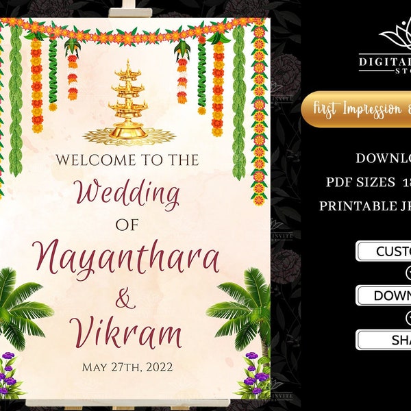South Indian Wedding signs as Welcome Tamil Wedding signs, South Indian Welcome Signs as Kalyanam Welcome sign, South Indian Signage Wedding