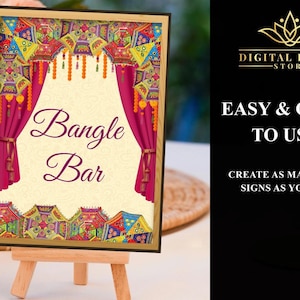 Bangle station signs, Bindi station sign Bangle bar sign Mehndi decoration, Mehndi decor as Haldi decor & Food station signs Bindi Bar signs