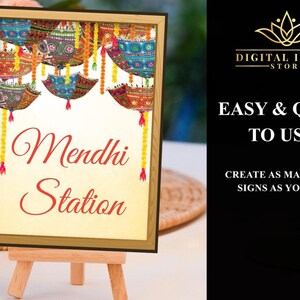 Henna station sign, Mehndi Station Sign, Dholki decoration & Indian Wedding decor as Mehndi signs, Mehendi decoration as Henna Station Signs