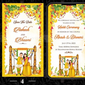 Haldi Party invite card, Digital Haldi Save the Date Electronic invitation, Haldi Save the Date card, Custom Portrait Haldi Ceremony invites