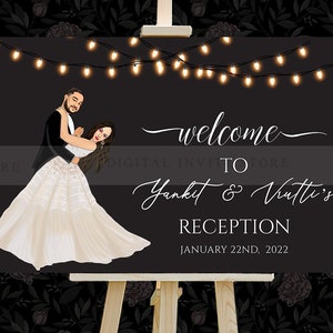 Reception Party Signs, Sangeet Welcome Sign Board, Welcome to our Reception Sign, Indian Wedding Welcome Signage as Welcome Party Sign Board