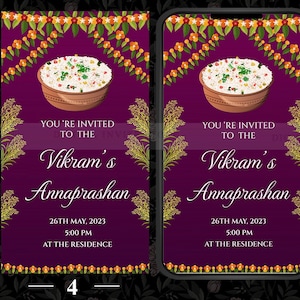 Rice feeding ceremony invitation Annaprashan invites, Annaprasan invitations & Annaprashana ceremony card, Pasni invitations Annaprasan card