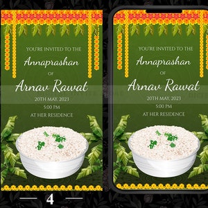 Annaprashan invites Rice feeding ceremony invitation, Annaprasan invitations & Annaprashana ceremony card, Pasni invitations Annaprasan card