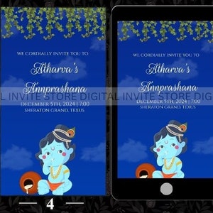 Annaprasan invitations, Annaprashan invites Rice feeding ceremony invitation & Annaprashana ceremony card, Pasni invitations Annaprasan card
