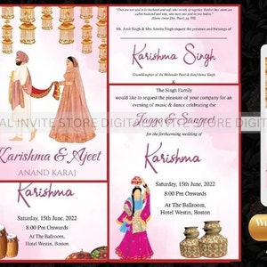 Anand Karaj Invitation Cards as Punjabi Wedding Invitations as Anand Karaj cards Set, Sikh Wedding Invitation Card, Sikh Invitation Template