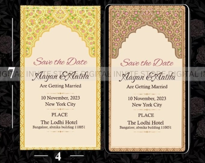 Indian Wedding SAVE THE DATE Invitation Card Template,floral Wedding ...