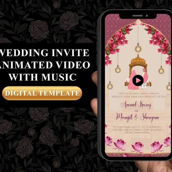 Anand Karaj Video Invitation, Sikh wedding Video Invite, Punjabi wedding Video Evites, Indian Wedding Video Invitation, Anand Karaj Invites