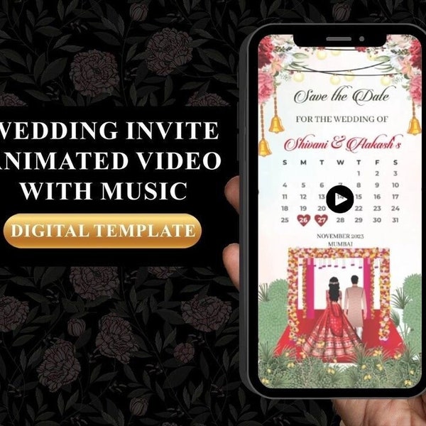 Indian Save the date Video Invite as Traditional & Indian Wedding Video Invites Save the Date Evites, Indian Couple Wedding Invitation Video