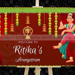 Welcome Arangetram signs & Bharatnatyam signs, Arangetram welcome signs as Indian Bharatnatyam welcome signs Classical Dance recital signage