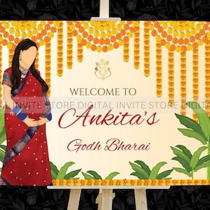 Godh Bharai welcome sign, Indian Baby shower signs, Sreemantham sign & Valaikappu Seemantham welcome sign, Indian Baby shower welcome signs
