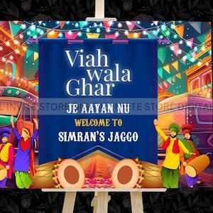 Welcome to my Wedding Week Sign, Punjabi Wedding Signs as Sikh Wedding Welcome Signage, Punjabi Home Welcome Signs, Sade Munde Da Viah Signs