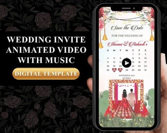 Indian Save the date Video Invite as Traditional & Indian Wedding Video Invites Save the Date Evites, Indian Couple Wedding Invitation Video