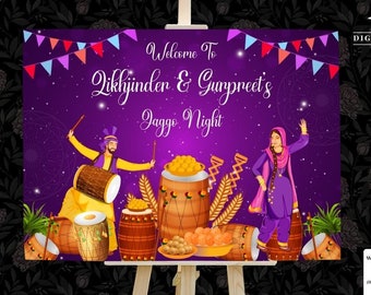 Jaggo Welcome Signage as Punjabi Wedding Decor signage, Welcome to my Jaggo Night, Jaggo Night signs as Jaggo Signs, Welcome to Jaggo Signs