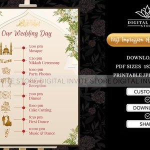Muslim Wedding Program, Nikkah Timeline Poster, Nikkah Program & Nikkah ...