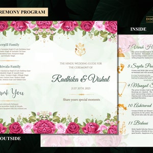 Hindu Wedding Program, Hindu Ceremony Program & Indian Wedding program guide, Gujarati Wedding program template Hindu as Hindu Wedding guide