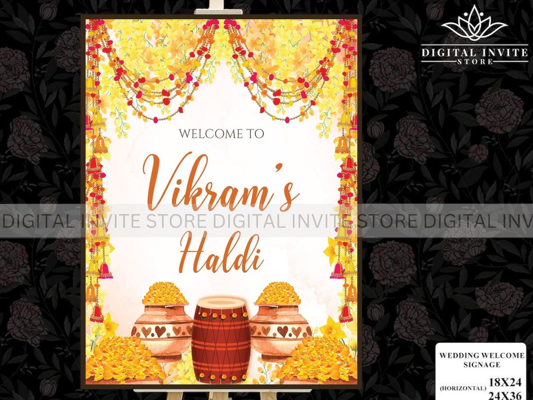 Haldi Ceremony Signs, Haldi Floral Welcome Signages, Indian Haldi Decor ...