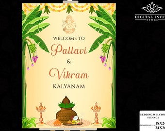 Kalyanam Welcome sign, South Indian Wedding signs as Welcome Tamil Wedding signs, South Indian Welcome Signs as South Indian Wedding Signage