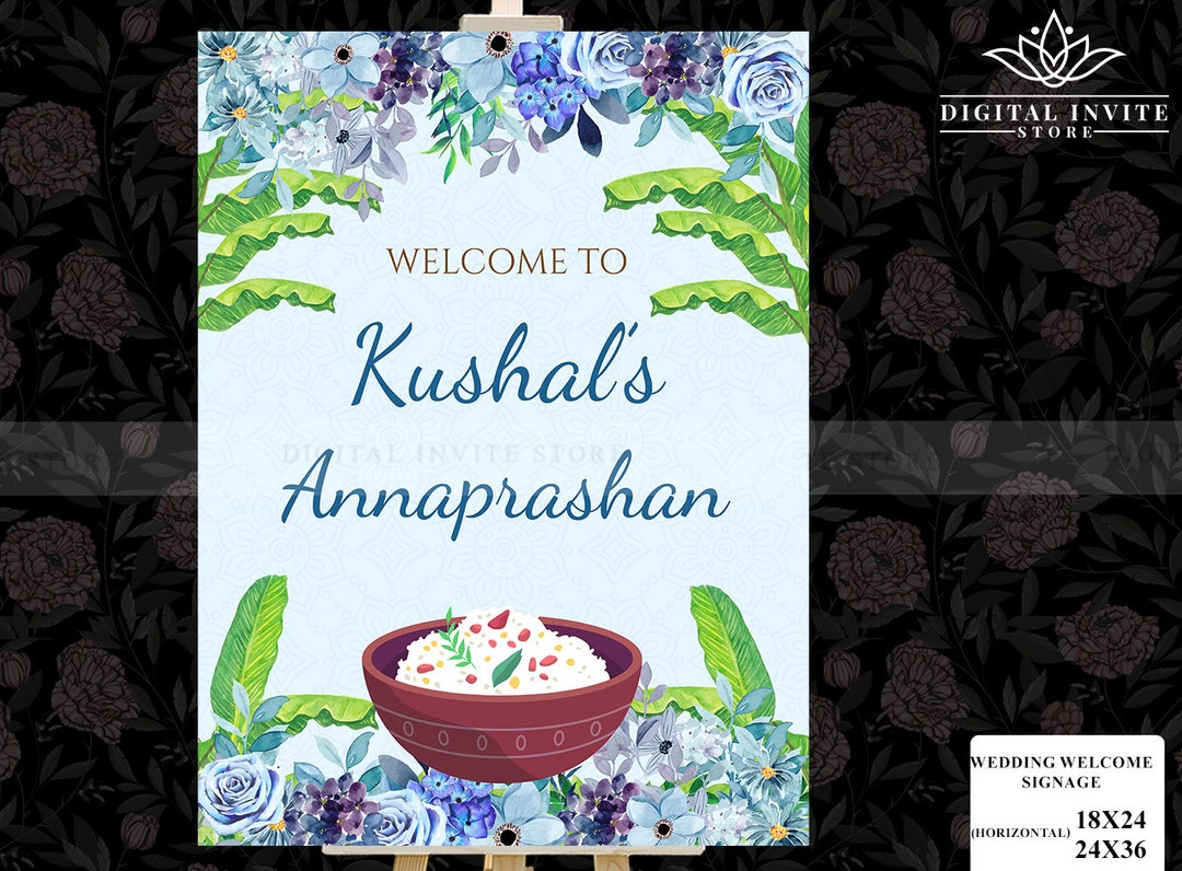 Yellow Rice Ritual Poster Annaprasan Sign, Annaprashan Decor as Annaprashan Welcome Sign ...