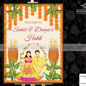 Welcome Holud signs Welcome to Haldi Sign, Wedding Haldi decor & Haldi Welcome sign, Haldi posters as Haldi decoration as Pithi welcome sign