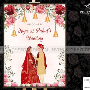 Hindu Wedding Indian Couple Signage, Welcome Wedding Sign & Indian Wedding ceremony Signage, Indian Welcome Board as Pheras Ceremony Signage