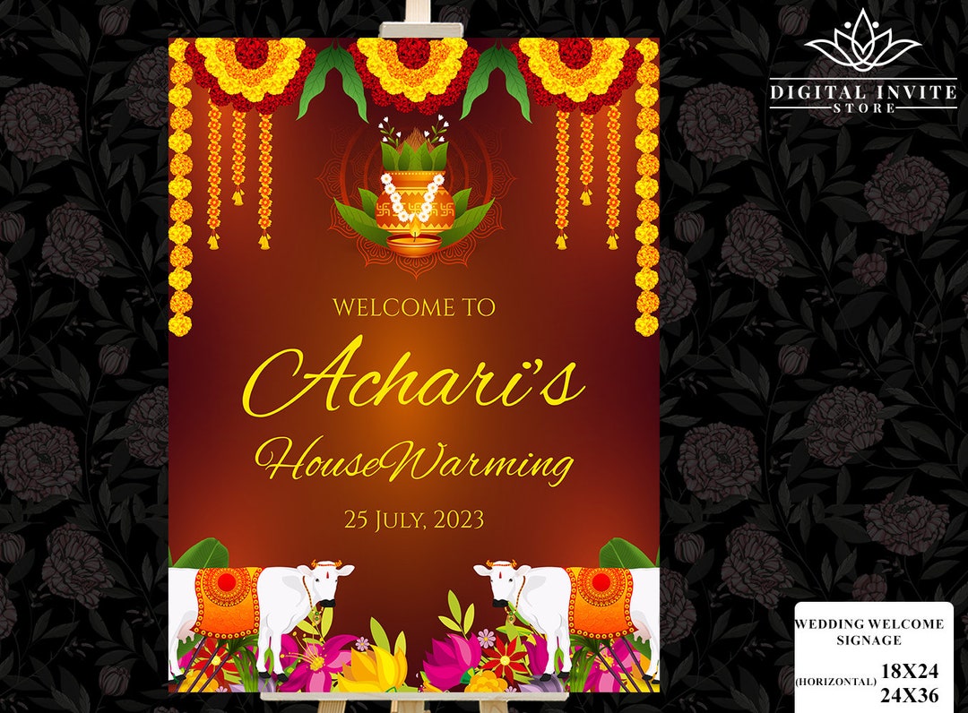 Indian Housewarming Banner & Housewarming Poster, Housewarming Board as