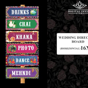 Mehndi Directional Signs as Indian wedding decor signs, Sangeet decor as Quirky Mehndi Welcome signs as Dholki decor, Mehendi decor Signages