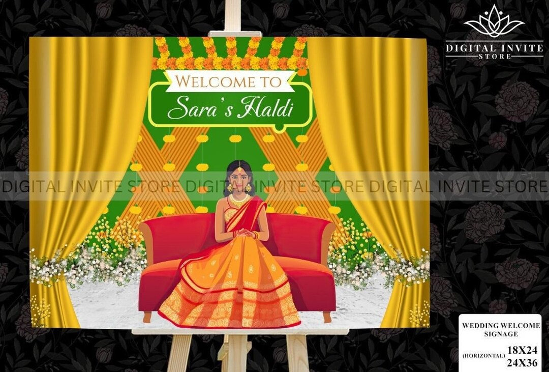 Haldi Ceremony Welcome Signs, Haldi Welcome Signages, Indian Portrait ...
