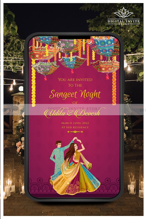 Sangeet Party Invite Card Sangeet Invites Sangeet Night - Etsy Sweden