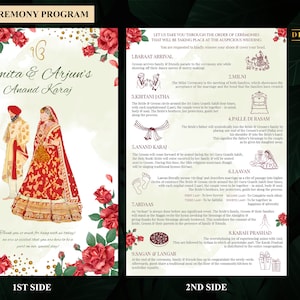 Sikh Wedding guide template, Anand Karaj guide Punjabi Ceremony as Sikh ceremony guide, Sikh ceremony program, Punjabi Wedding program Sikh