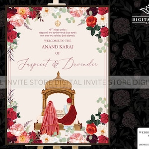 Anand Karaj Signs as Wedding Signs Punjabi, Sikh wedding welcome Sign, Anand Karaj Signage Board, Punjabi wedding sign, Indian welcome signs