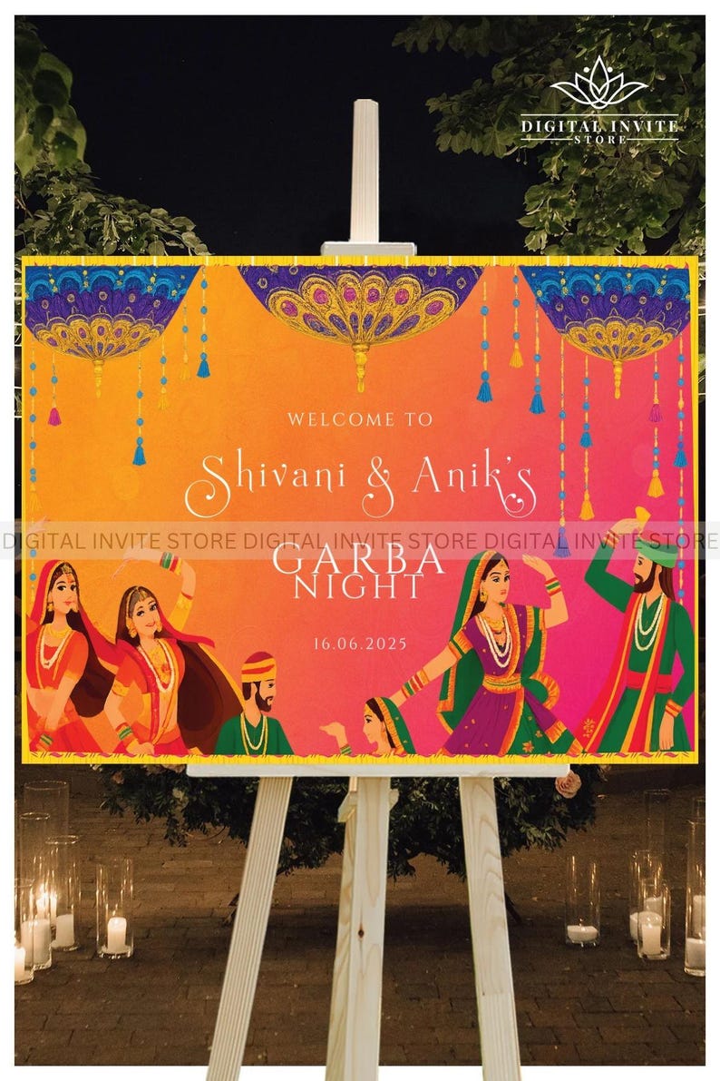 Garba Night Signages, Sangeet Party Welcome Sign, Welcome to Our Garba ...