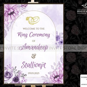 Engagement Welcome Signs with Pink Floral Sign, Engagement Ceremony Signs, Ring Ceremony Signage, Engagement Welcome Signs, Engagement Signs