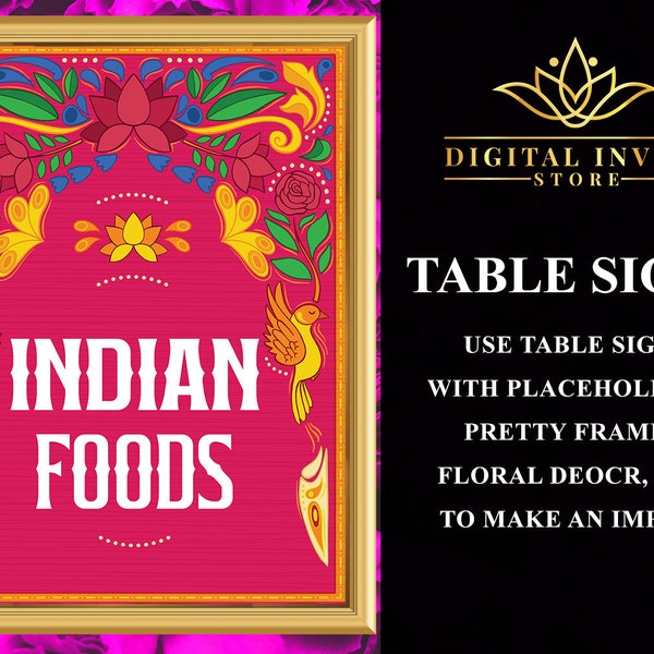 Wedding Food stall signs, Indian Wedding decor, Indian food station decor & Mehndi decoration, Mehndi decor Haldi decor as Indian Food signs