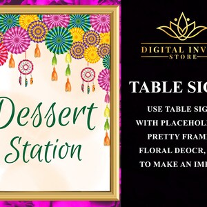 Dessert Station Signs, Indian Food stall sign, Desi Food station signs Wedding decor & Mehndi station, Henna station signs, Haldi decoration