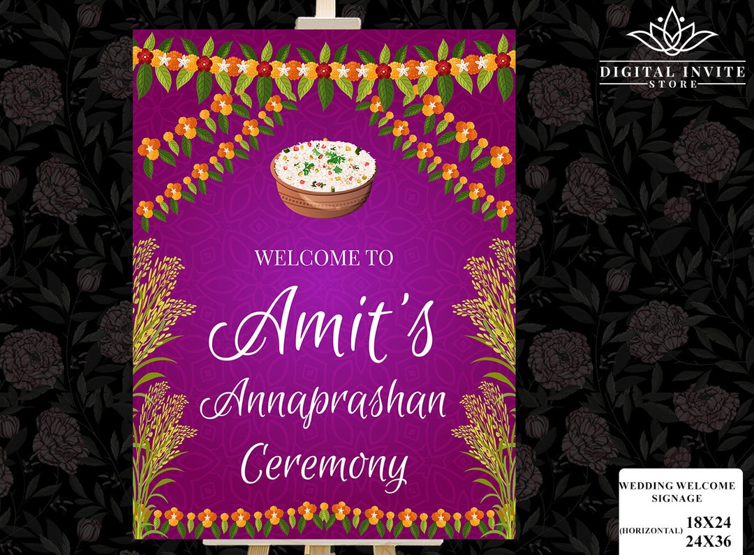 Yellow Rice Ritual Poster Annaprashan Sign as Annaprasan Sign, Annaprashan Decor as Annaprashan ...
