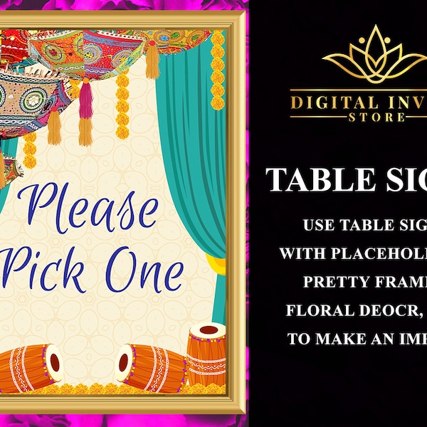 Please pick one Indian Wedding decor, Mehndi decor station Haldi decor, Indian Food station signs, Henna station signs & Mehndi decorations