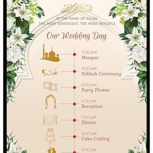Muslim Wedding Program Nikkah Timeline Poster Nikkah Program - Etsy