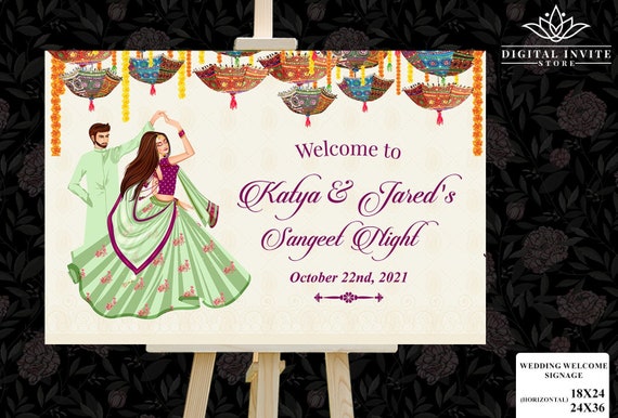 Sangeet Ceremony Welcome Signs Sangeet Night Signages Indian - Etsy Hong  Kong