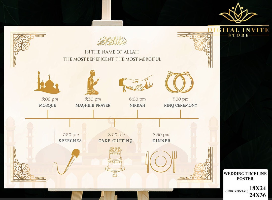 Nikkah Timeline Poster Muslim Wedding Program Nikkah Program - Etsy