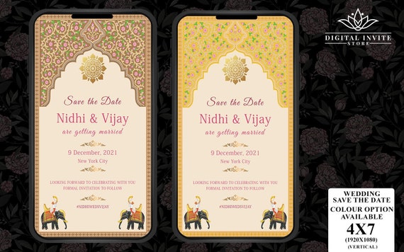 Indian Wedding SAVE THE DATE Invitation Card Templatefloral - Etsy