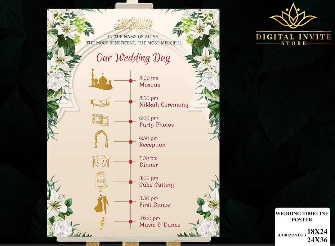 Muslim Wedding Program Nikkah Timeline Poster Nikkah Program - Etsy