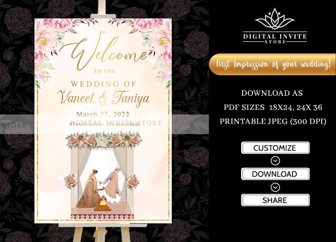 Phera Welcome Sign as Indian Wedding Welcome Board, Hindu Wedding ...
