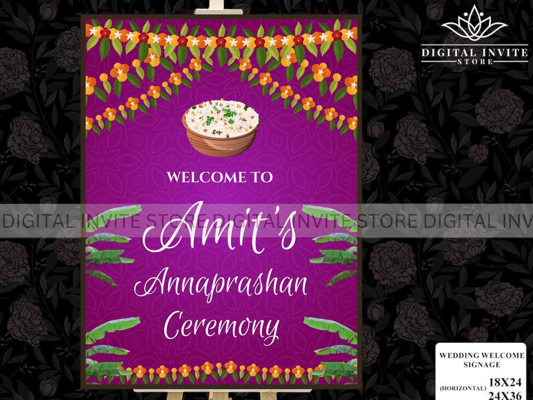 Yellow Rice Ritual Poster Annaprashan Sign as Annaprasan Sign, Annaprashan Decor as Annaprashan ...