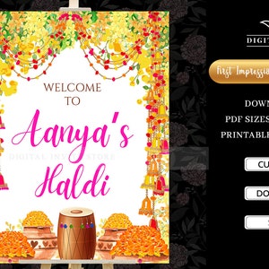 Buy Haldi Ceremony Signs, Haldi Floral Welcome Signages, Indian Haldi ...