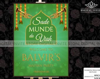 Maiyan Ceremony Welcome Signs, Mayian Party Signages as Jaggo Welcome Signage Board, Punjabi decor Entry Signs, Jaggo Party Welcome Signs